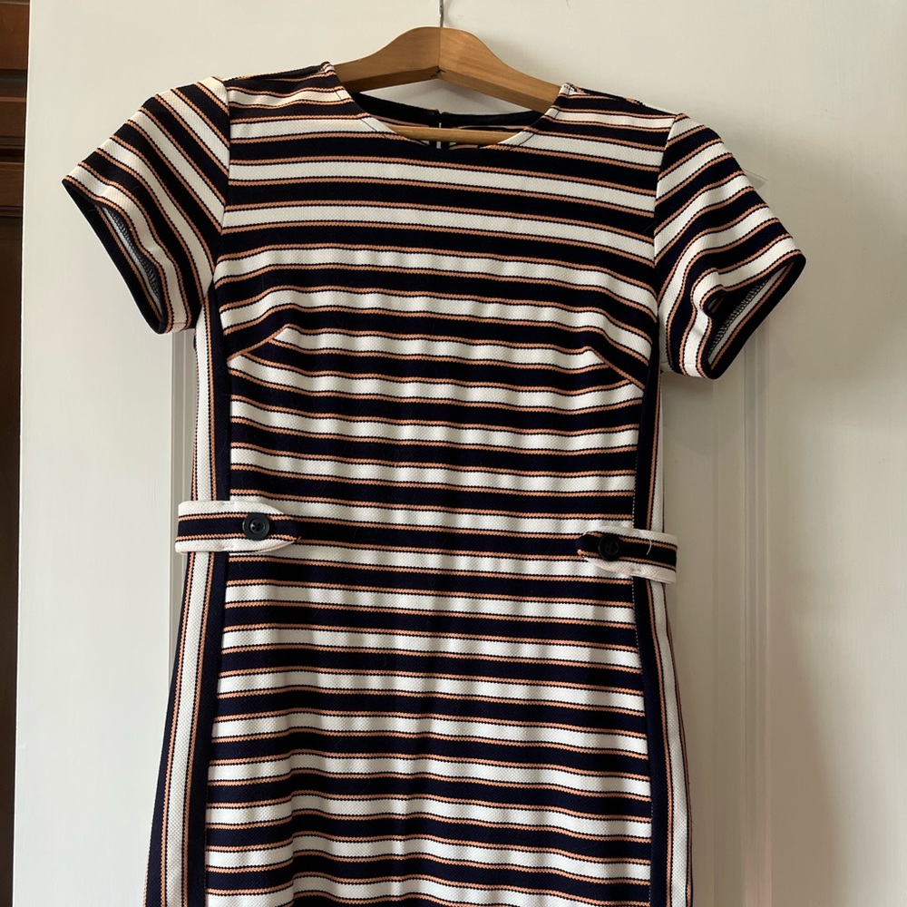 Excellent used navy striped dress
